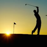 golf, golfed, sunset